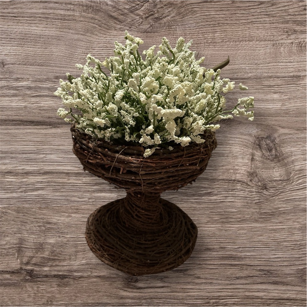 Rustic Brown Wicker Riser with Half Sphere Floral